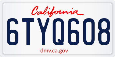 CA license plate 6TYQ608