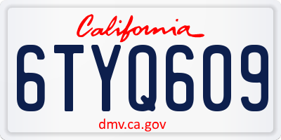 CA license plate 6TYQ609