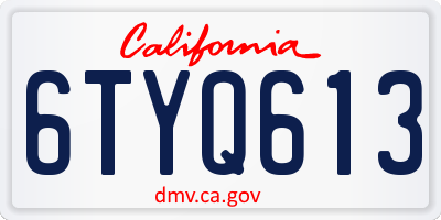 CA license plate 6TYQ613