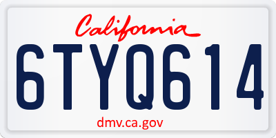 CA license plate 6TYQ614