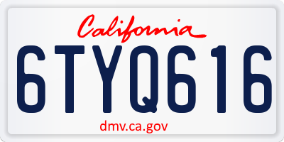 CA license plate 6TYQ616