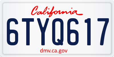 CA license plate 6TYQ617