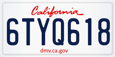 CA license plate 6TYQ618