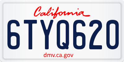 CA license plate 6TYQ620