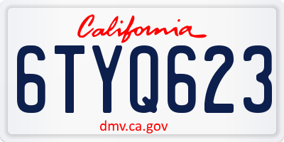 CA license plate 6TYQ623
