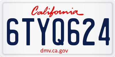 CA license plate 6TYQ624