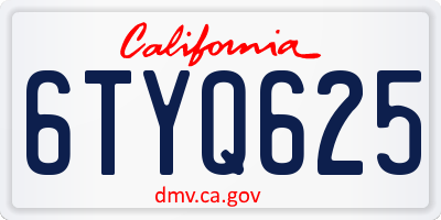 CA license plate 6TYQ625