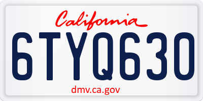 CA license plate 6TYQ630