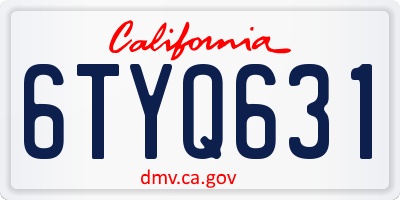 CA license plate 6TYQ631