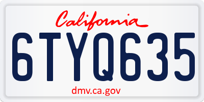 CA license plate 6TYQ635