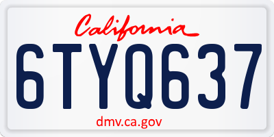 CA license plate 6TYQ637