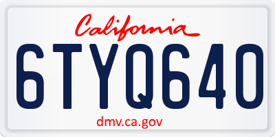 CA license plate 6TYQ640