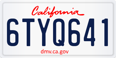 CA license plate 6TYQ641