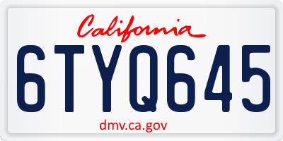 CA license plate 6TYQ645