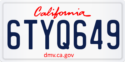 CA license plate 6TYQ649
