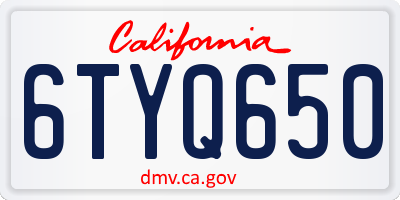 CA license plate 6TYQ650