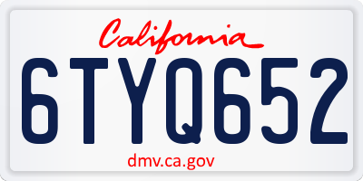 CA license plate 6TYQ652