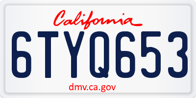 CA license plate 6TYQ653