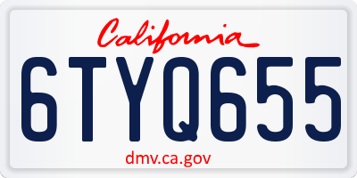CA license plate 6TYQ655