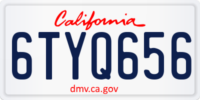 CA license plate 6TYQ656