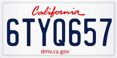 CA license plate 6TYQ657