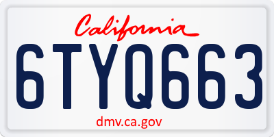 CA license plate 6TYQ663