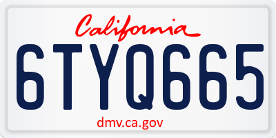 CA license plate 6TYQ665