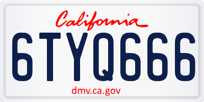 CA license plate 6TYQ666