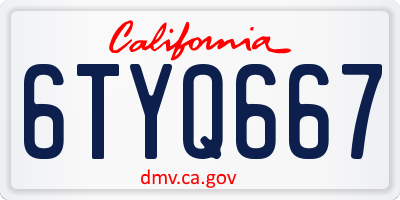CA license plate 6TYQ667