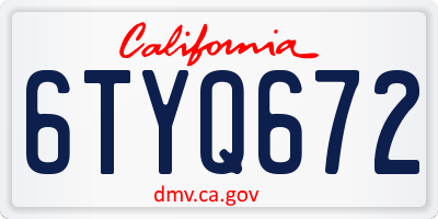 CA license plate 6TYQ672