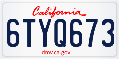 CA license plate 6TYQ673
