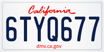 CA license plate 6TYQ677