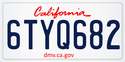 CA license plate 6TYQ682