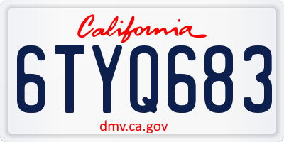 CA license plate 6TYQ683