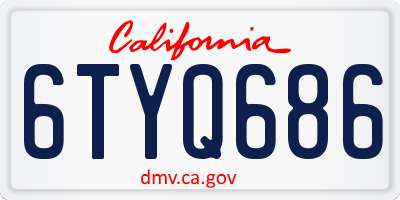 CA license plate 6TYQ686