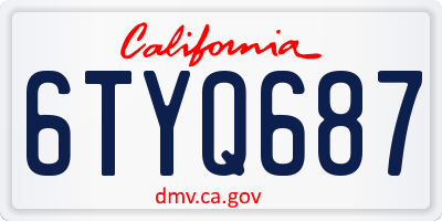 CA license plate 6TYQ687