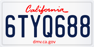 CA license plate 6TYQ688