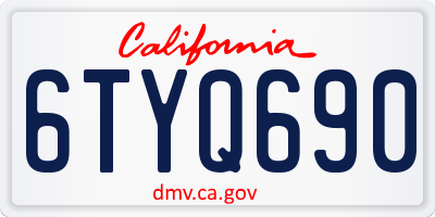 CA license plate 6TYQ690