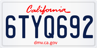 CA license plate 6TYQ692