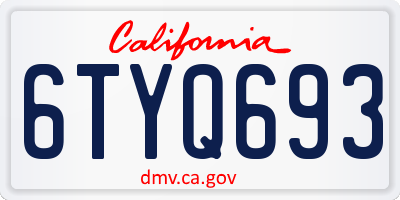 CA license plate 6TYQ693
