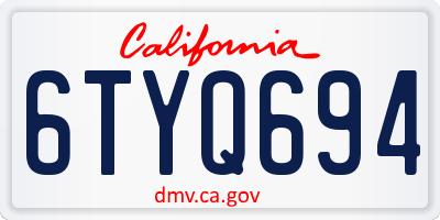 CA license plate 6TYQ694