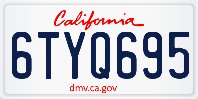 CA license plate 6TYQ695