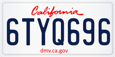 CA license plate 6TYQ696