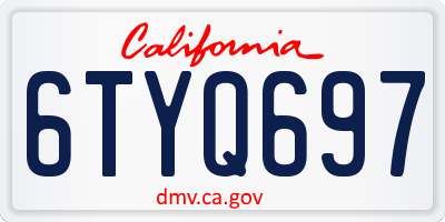 CA license plate 6TYQ697