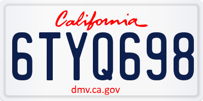 CA license plate 6TYQ698