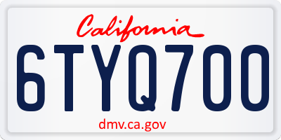 CA license plate 6TYQ700