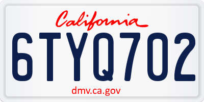 CA license plate 6TYQ702