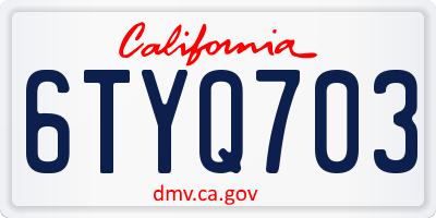 CA license plate 6TYQ703