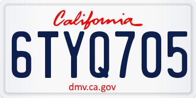 CA license plate 6TYQ705