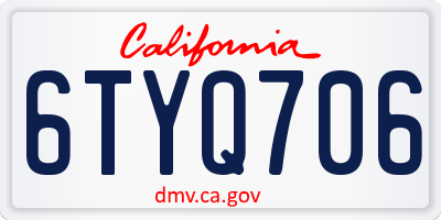 CA license plate 6TYQ706